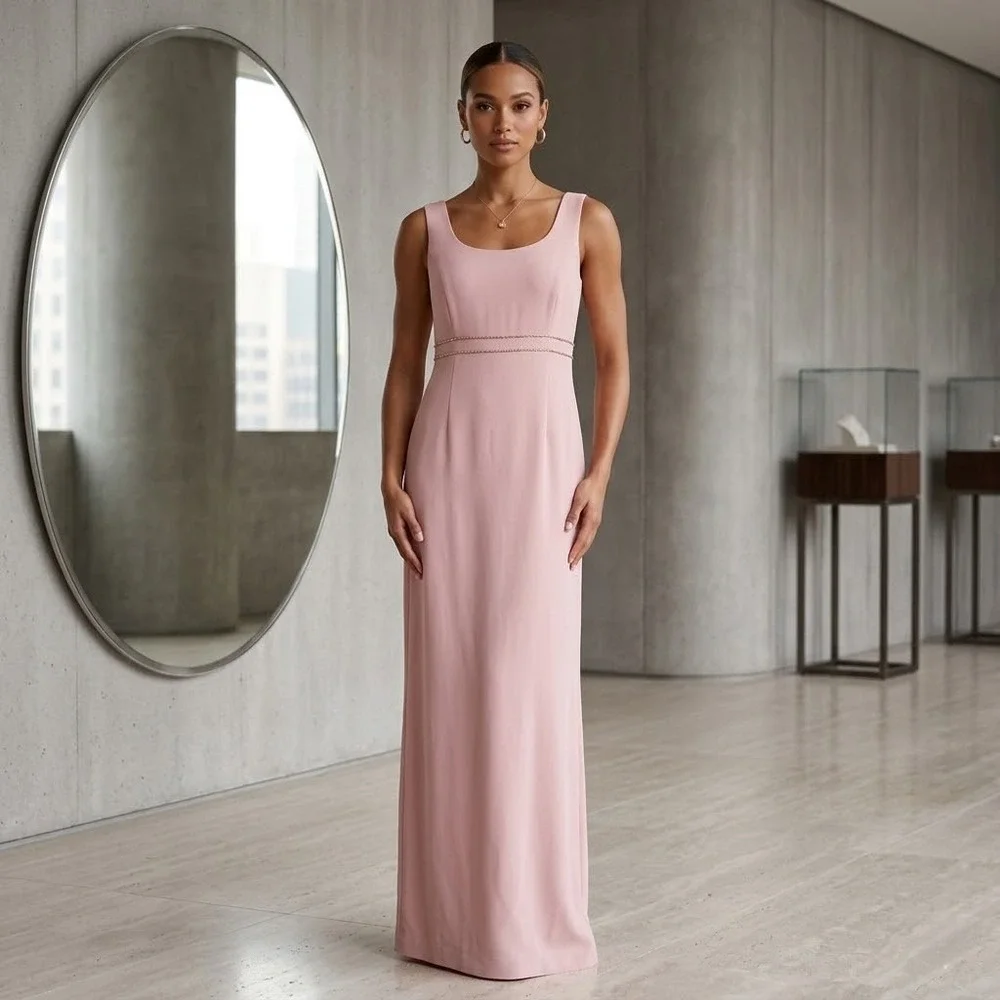 After Dark Maxi Dress Womens Size 14 Prom Gown Party Pastel Pink Minimalist NWT